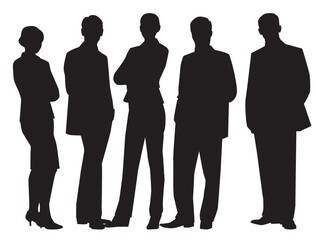 Collage Of Silhouette Business People team on isolated white background