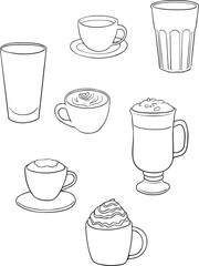 Obraz premium AVector cupcake illustration. hand drawn Christmas. outline isolated. Winter elements for greeting cards, stickers, banners, and seasonal design. Vector set