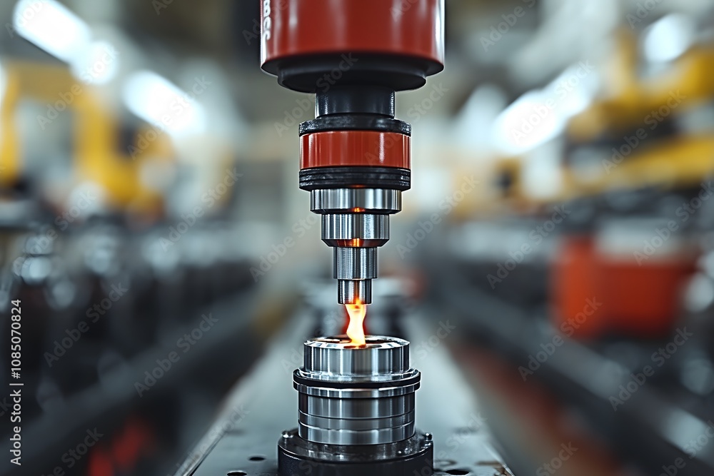 Poster a precision machine tool performing a manufacturing process with a flame.