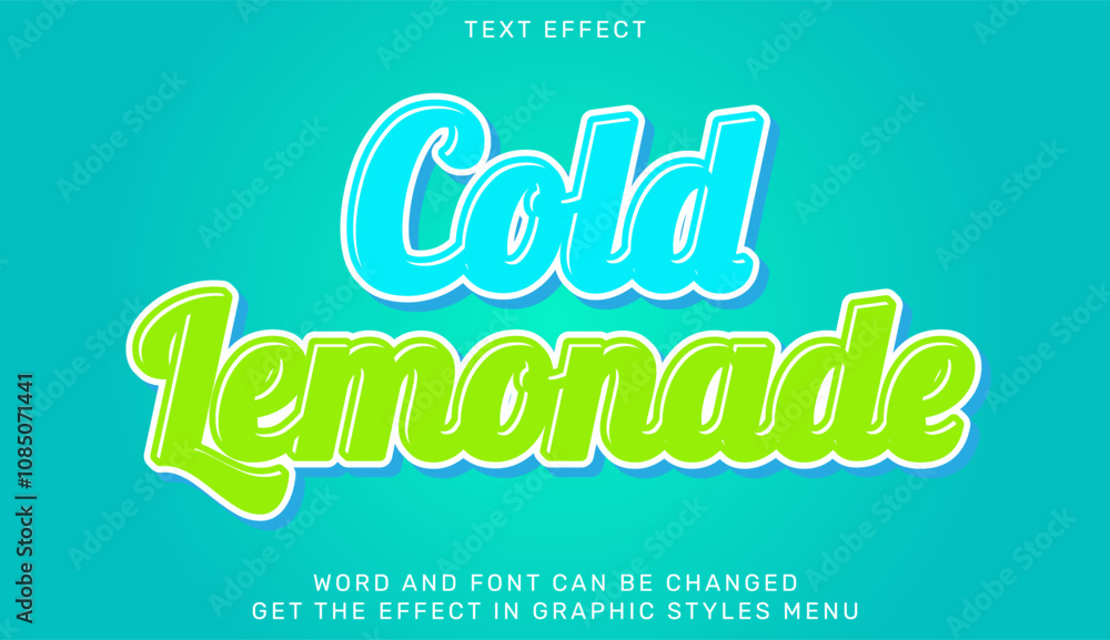 Poster cold lemonade text effect in 3d style