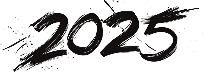 New Year icon with transparent background
 Modern Abstract 2025 Typography. Bold Black and White Strokes for Contemporary Design and Future Concepts.
