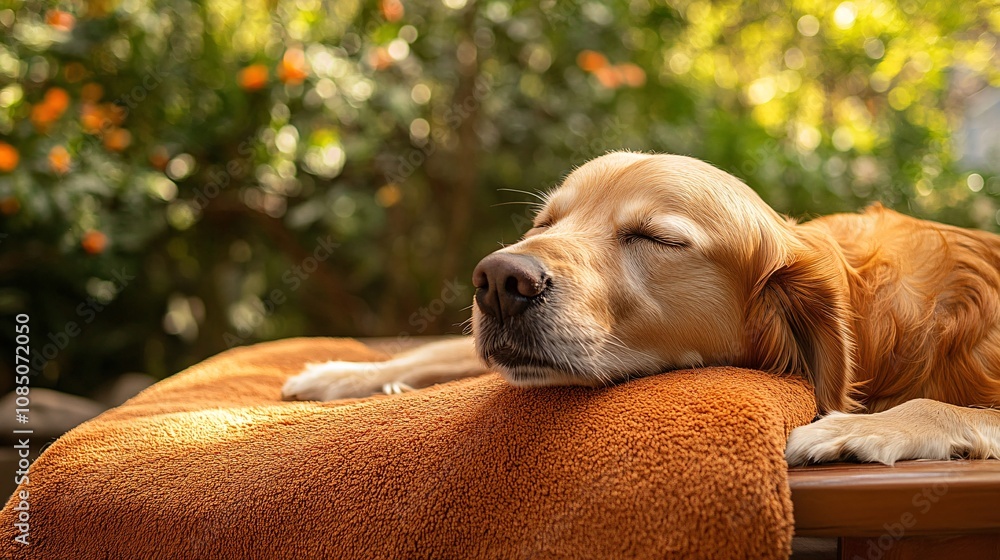 Poster pet-friendly spa with a relaxed golden retriever getting a gentle massage showing premium pet pamper