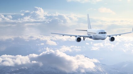 Obraz premium Airplane soaring high above the clouds.