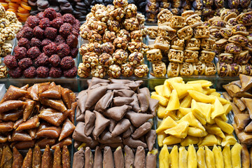 Traditional Turkish Delight Sweets at the Grand Bazaar in Istanbul