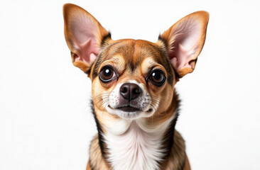 Portrait of a cute chihuahua dog on white background