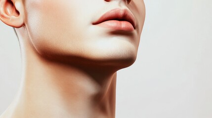 Naklejka premium Close-up of a beautiful human neck and jawline.