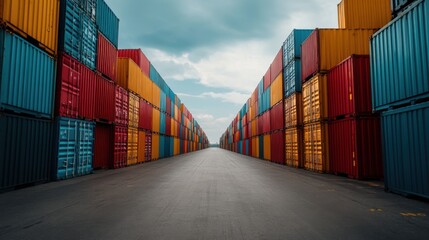 Colorful Shipping Containers in Warehouse Logistics