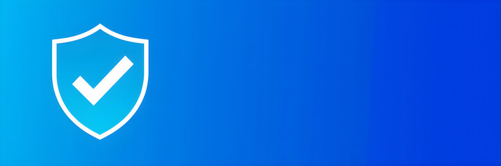 Blue and green shield with a white tick. Symbol of security, agreement. For layout design. Generative AI