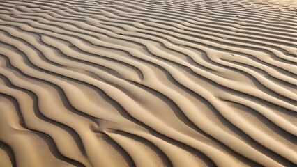 Fototapeta premium The wind, a master sculptor, has etched intricate patterns into the sand. The result is a mesmerizing tapestry of lines and curves, a testament to nature's artistry