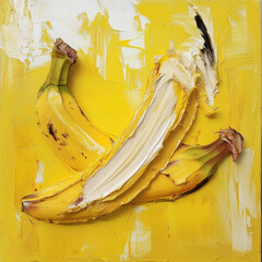 Vibrant Bananas on Bright Yellow Canvas