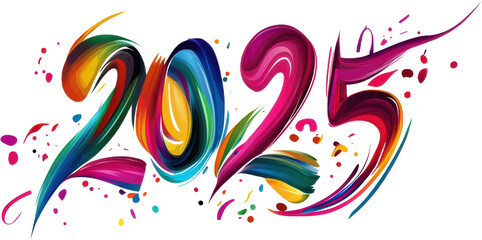 New Year icon with transparent background
 Dynamic Rainbow 2025 Typography. Abstract Art Design for Modern and Creative Visuals.
