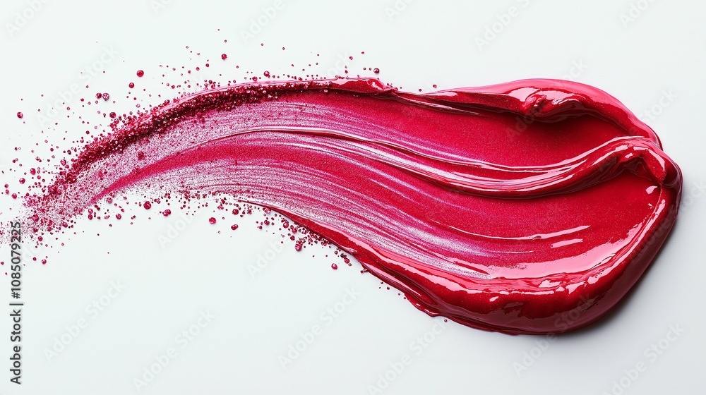 Poster vibrant crimson paint swirl with texture and depth on a clean white background capturing artistic ex