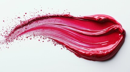 Vibrant Crimson Paint Swirl with Texture and Depth on a Clean White Background Capturing Artistic Expression and Creative Design Elements