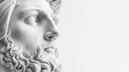 Detailed marble sculpture of a bearded figure.