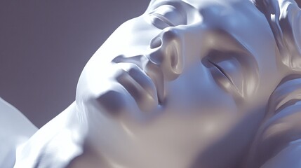 Detailed sculpture of a serene human face.