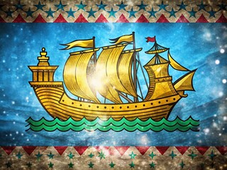 Saint Pierre & Miquelon Flag Watercolor Grunge Bokeh