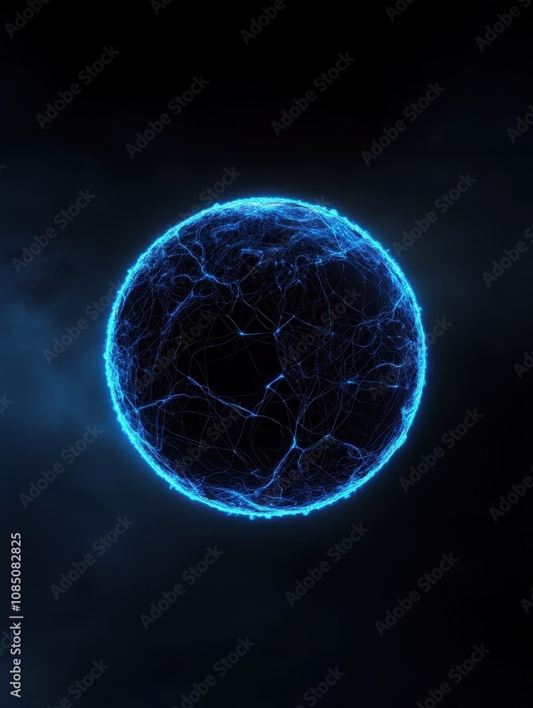Poster dynamic electric sphere visualization digital art abstract environment dark background concept of en