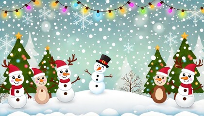Christmas background, cartoon snow and reindeer
