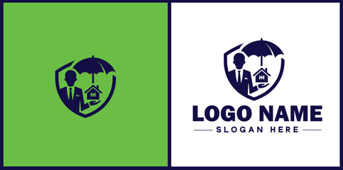 Insurance Broker icon Insurance agent Insurance adviser Insurance intermediary flat logo sign symbol editable vector