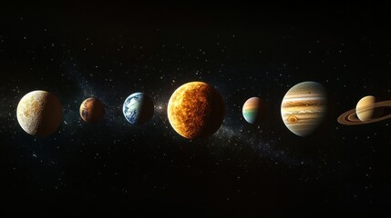 Modern astrological predictions through applications that display using Augmented Reality (AR) technology. There are images of planets rotating around themselves in space.