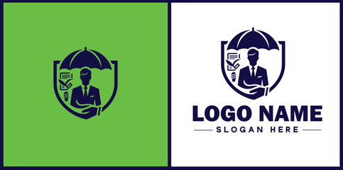Insurance Broker icon Insurance agent Insurance adviser Insurance intermediary flat logo sign symbol editable vector