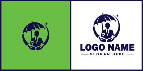 Obraz premium Insurance Broker icon Insurance agent Insurance adviser Insurance intermediary flat logo sign symbol editable vector