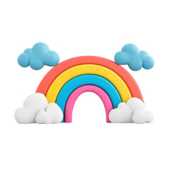 Colorful rainbow with clouds and blue sky