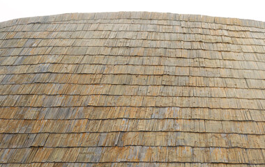 Tropical flattened bamboo roofing pattern texture background.