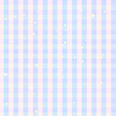 Pastel plaid pattern with hearts and stars.