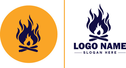 Campfire icon Bonfire Blaze Fire Pit flat logo sign symbol editable vector