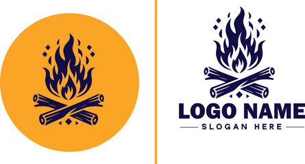 Campfire icon Bonfire Blaze Fire Pit flat logo sign symbol editable vector