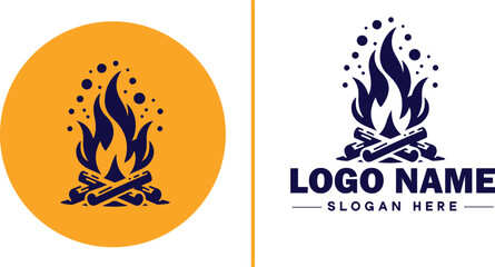 Campfire icon Bonfire Blaze Fire Pit flat logo sign symbol editable vector