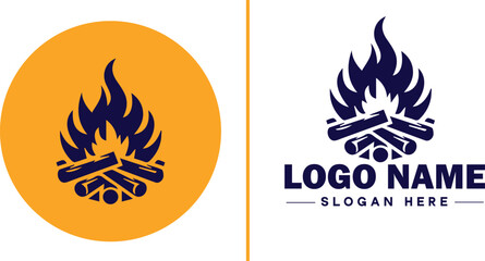 Campfire icon Bonfire Blaze Fire Pit flat logo sign symbol editable vector