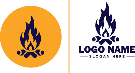 Campfire icon Bonfire Blaze Fire Pit flat logo sign symbol editable vector