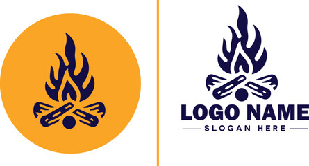 Campfire icon Bonfire Blaze Fire Pit flat logo sign symbol editable vector
