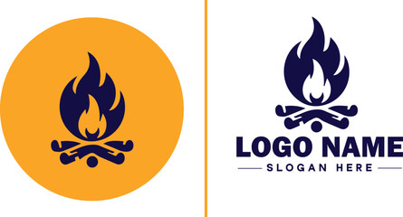 Campfire icon Bonfire Blaze Fire Pit flat logo sign symbol editable vector
