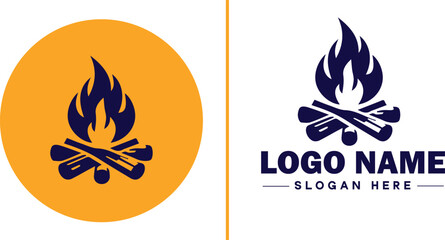 Campfire icon Bonfire Blaze Fire Pit flat logo sign symbol editable vector