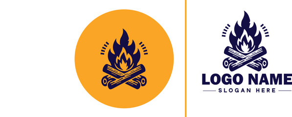 Campfire icon Bonfire Blaze Fire Pit flat logo sign symbol editable vector