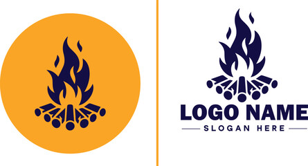 Campfire icon Bonfire Blaze Fire Pit flat logo sign symbol editable vector