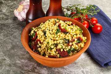 Vegetarian Pasta ptitim with vegetables