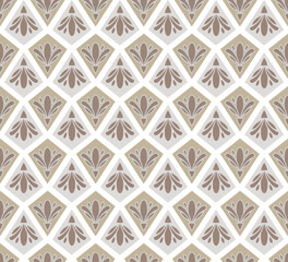 Vintage decorative floral seamless pattern design, abstract background in brown color, can be used for floor or wall tile, wallpaper, wrapping paper, cover and printing material.
