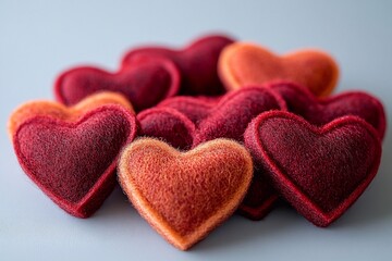 Fototapeta premium Soft little heart-shaped pillows are perfect for adding coziness and romance to any space. These adorable pillows are designed in the shape of hearts, making them perfect for Valentine's Day