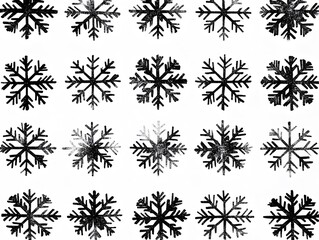 Black and White Vintage Snowflakes Pattern Featuring Unique Designs for Holiday and Winter-Themed Projects, Textiles, and Backgrounds