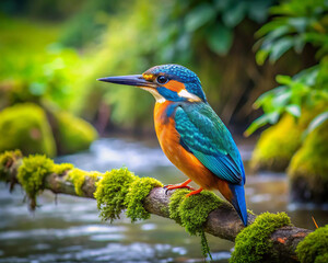 kingfisher on branch | Riverside Kingfisher | A Kingfisher's Perch