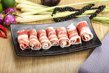 Raw beef bacon for grill