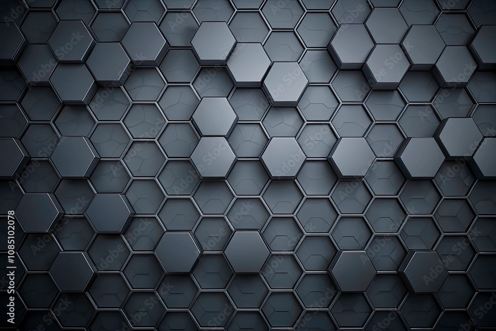 Poster dark gray abstract background with hexagon pattern, perfect for modern designs and artistic projects