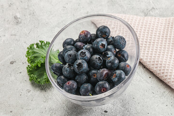 Sweet ripe blueberry on the bowl