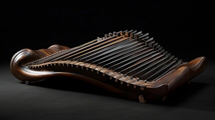 Traditional zither showcasing intricate craftsmanship