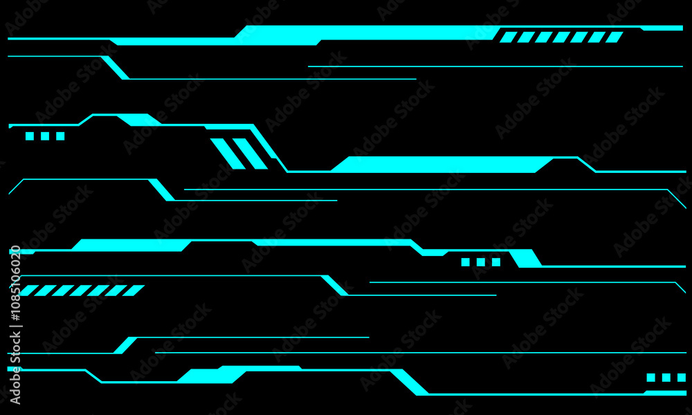 Aufkleber set of sci fi blue cyber line set user interface elements technology futuristic design modern creati