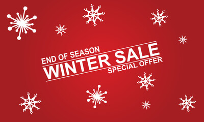 Realistic banner winter sale background. Winter season special offer background for business, commerce, seasonal shopping and advertising.  promotional banner. Vector illustration. EPS 10